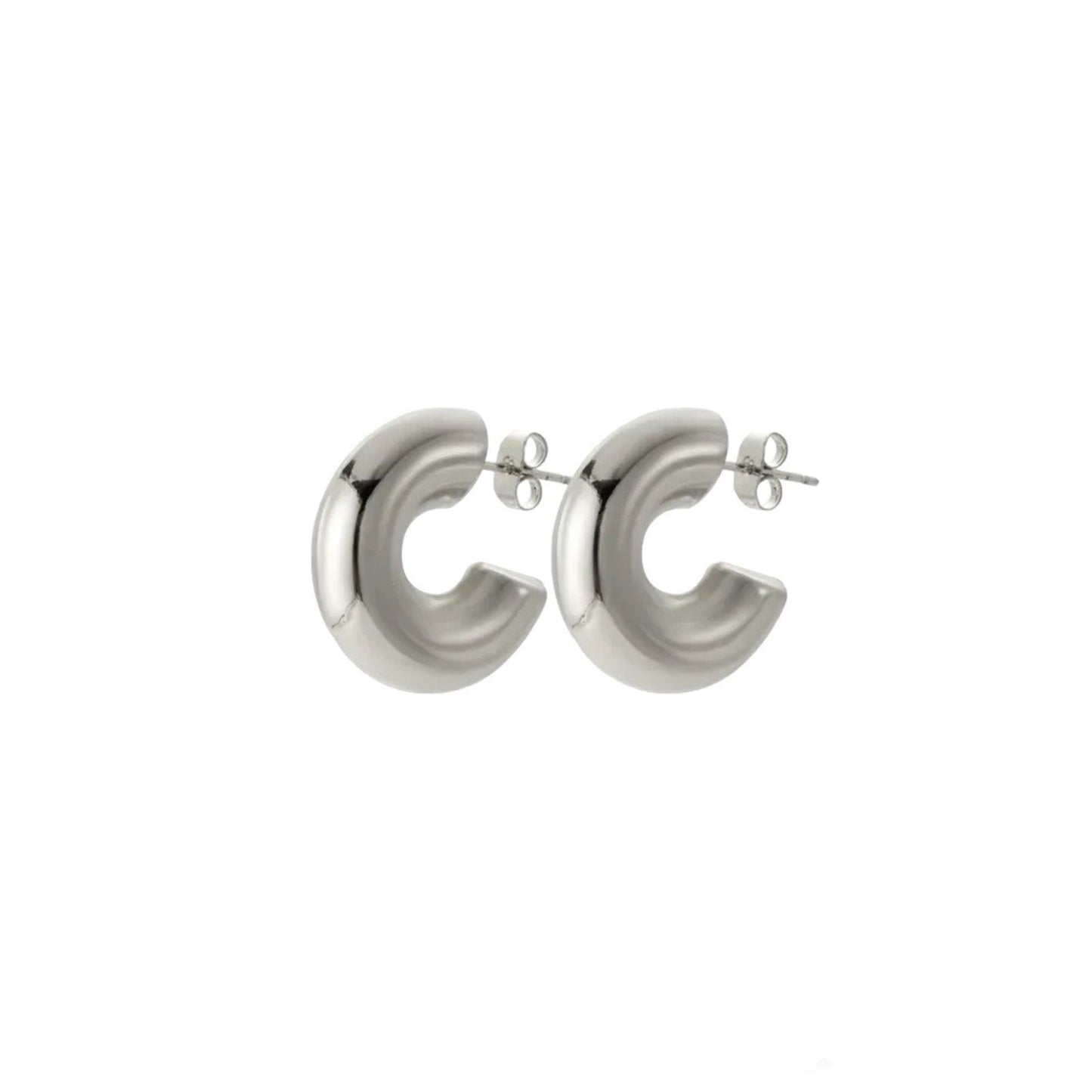 Aretes Chunky Silver Hoops