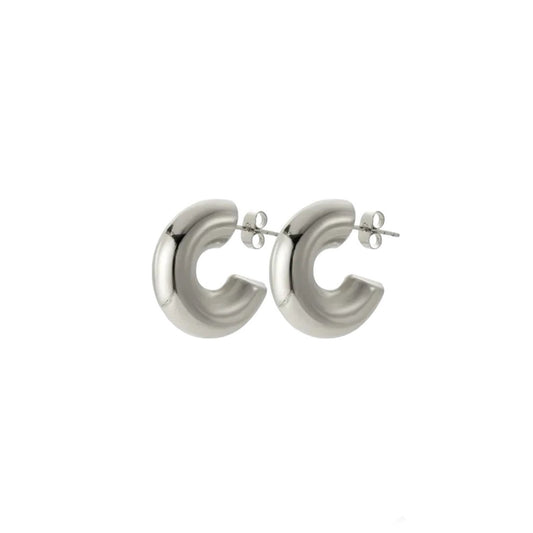 Aretes Chunky Silver Hoops