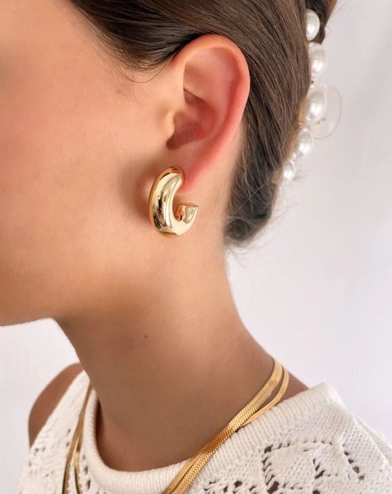 Aretes Chunky Gold Hoops