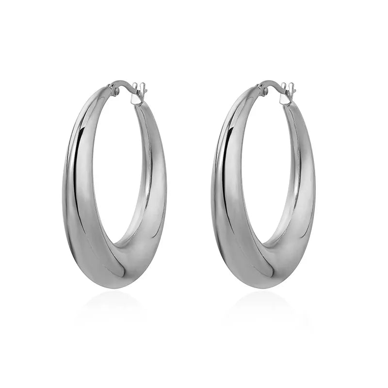 Argollas Silver Large Hoops